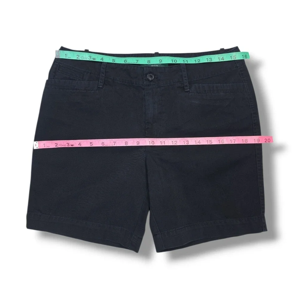 LRL Lauren‎ Ralph Lauren Chino Solid Black Cotton Button Shorts Women's 6P